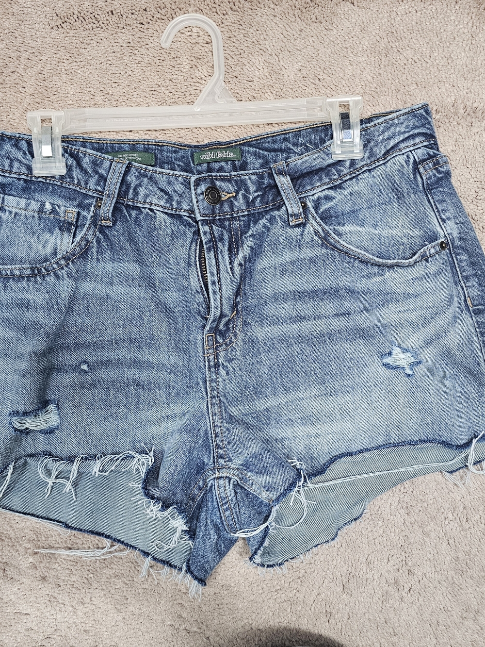 wild fable Light Blue Distressed High-Rise Denim Shorts